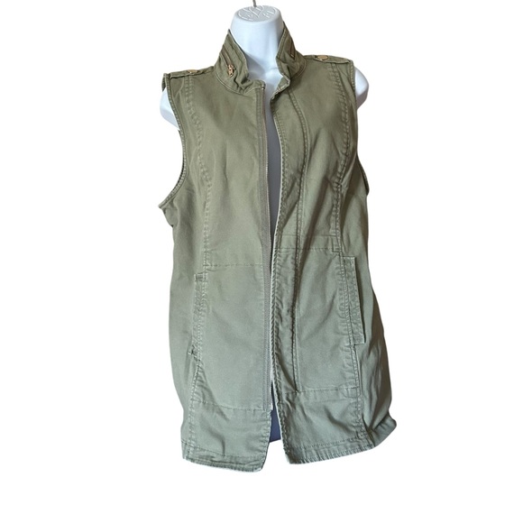 Cabi long vest jacket women's  sz small olive  army green festival militarycore - Picture 9 of 14